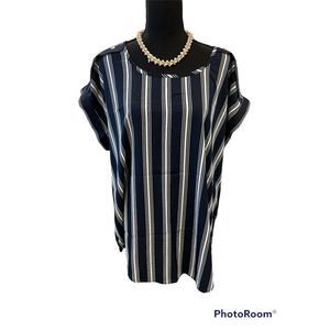 Striped Cap Sleeve Blouse by MPH Collection